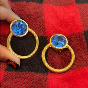 Elegant Gold and Blue Earrings